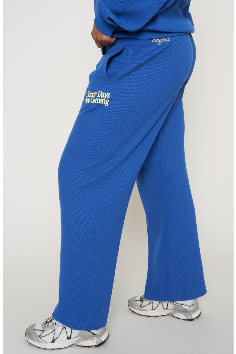 Sunny Days Are Coming Waffle Knit Wide Leg Sweatpants, Alternate, color, BLUE