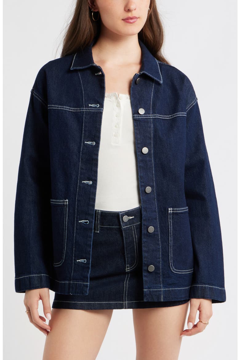 Oversize Denim Jacket, Main, color, HIGHLAND WASH