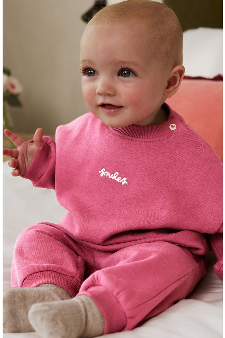 Smiles Sweatshirt & Joggers Set, Alternate, color, PINK