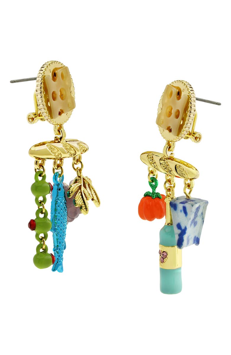 Betsey Johnson Charcuterie Drop Earrings, Alternate, color, Multi