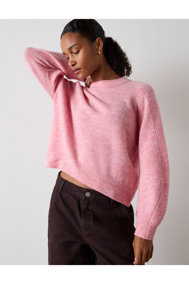 Wool Mix Curved Hem Knit, Main, color, Pink
