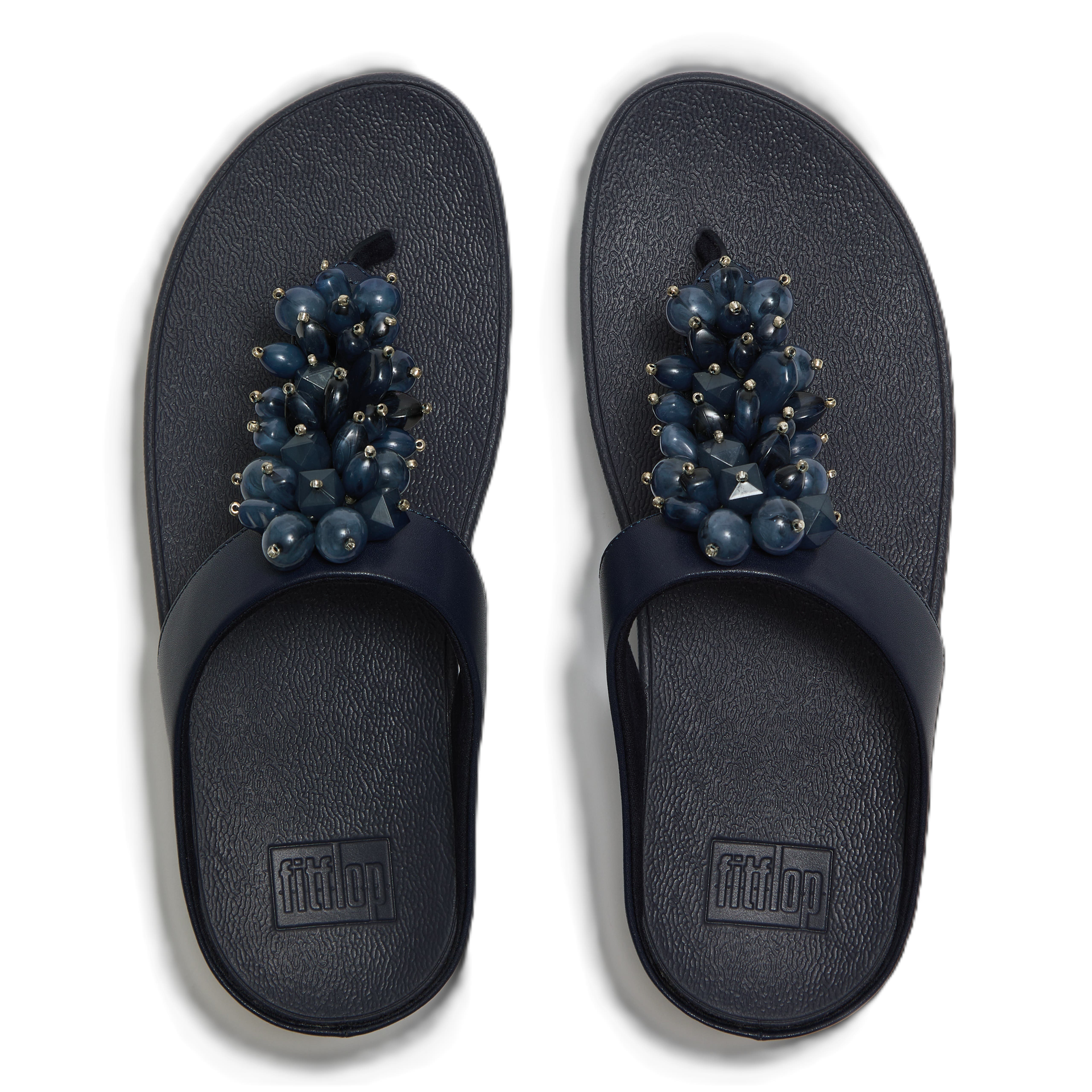 FitFlop Fino Bead Cluster Sandals, Alternate, color, Midnight Navy
