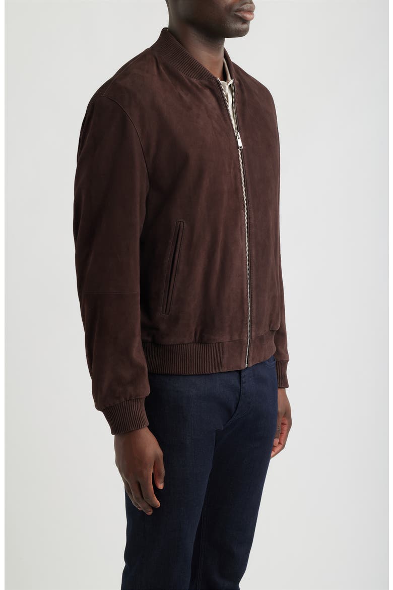 Muller Suede Bomber Jacket, Alternate, color, DARK BROWN