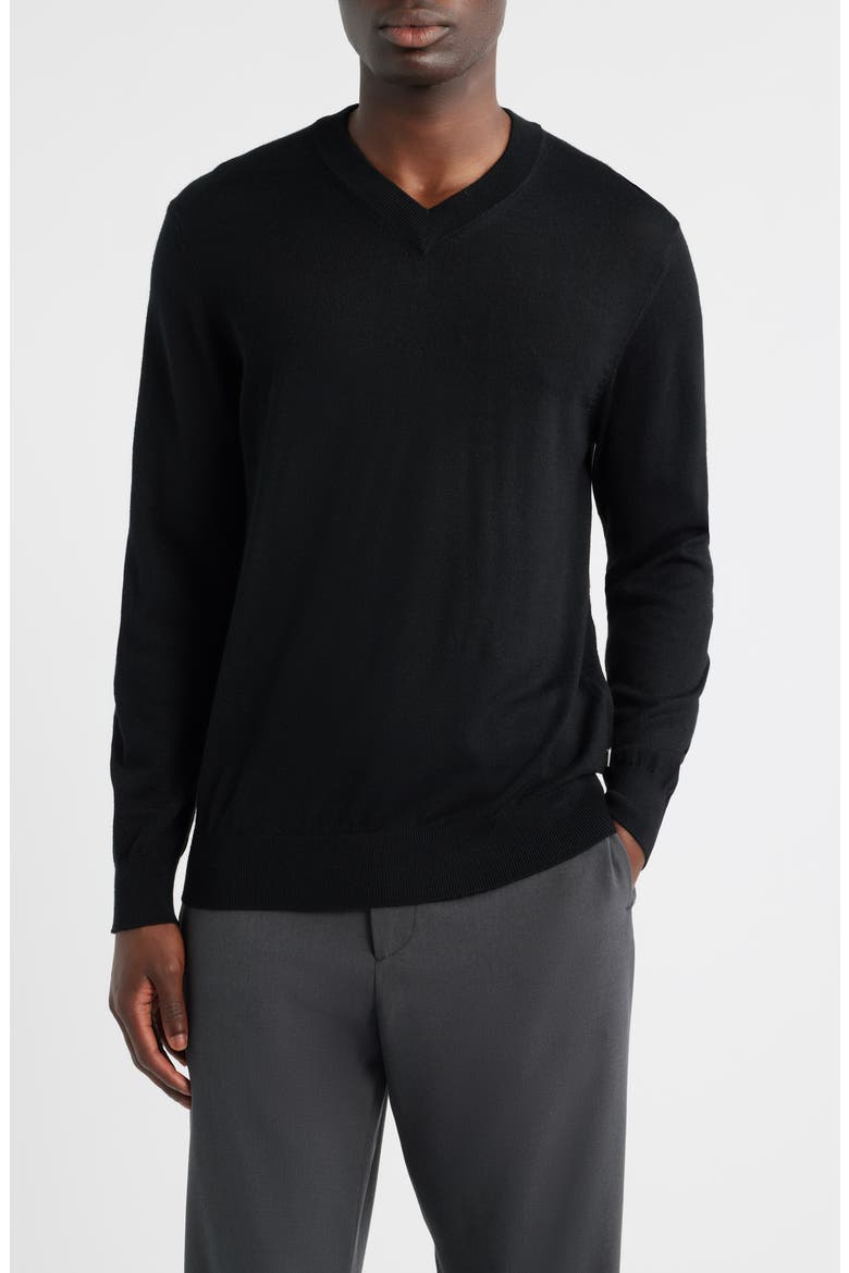 Serge 6584 Wool Blend V-Neck Sweater, Main, color, BLACK
