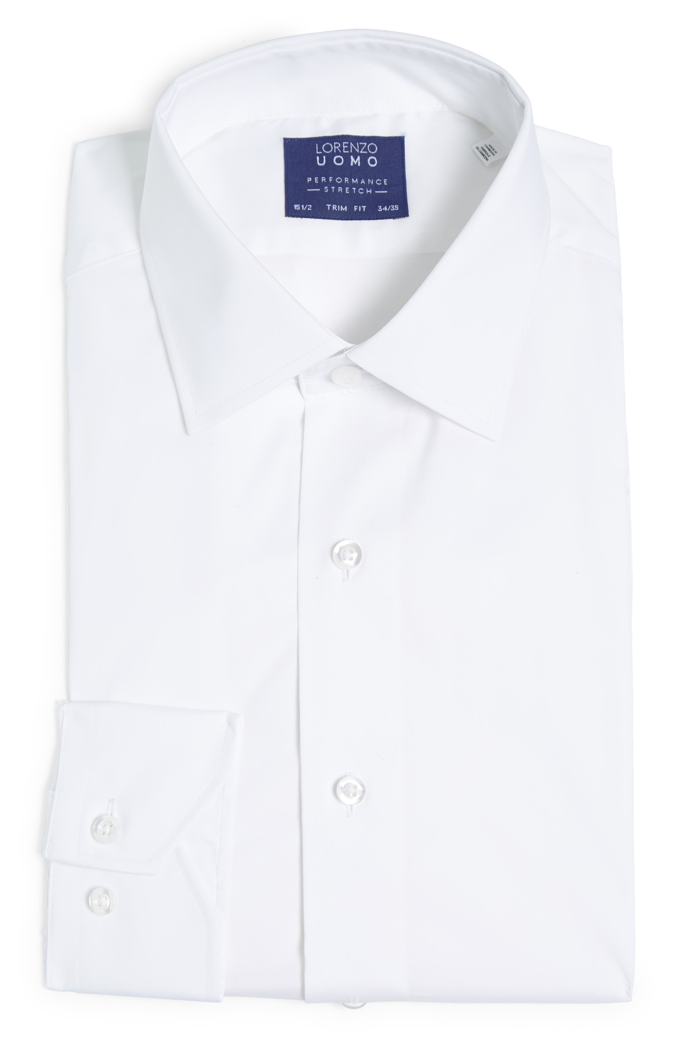 Lorenzo Uomo Travel Cotton Stretch Trim Fit Dress Shirt