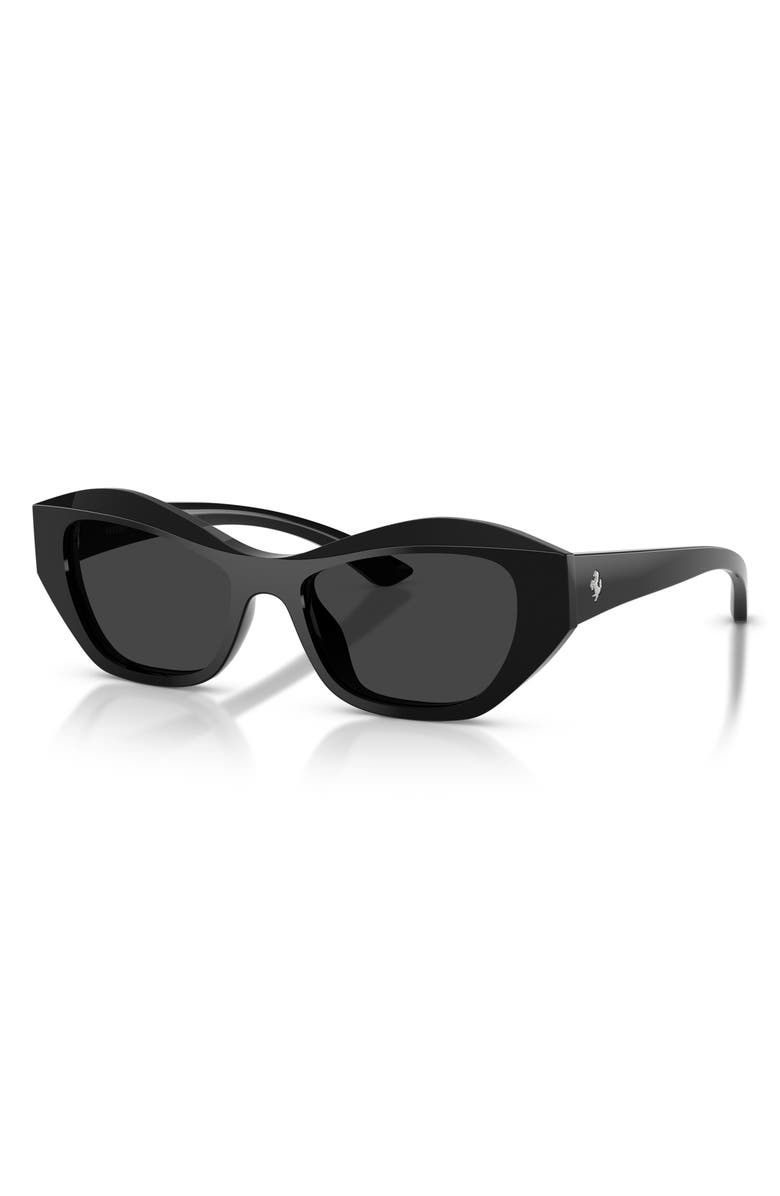Ferrari 53mm Polarized Cat Eye Sunglasses, Alternate, color, Black Shiny / Polar Black