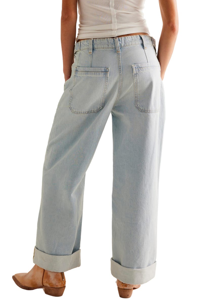 Free People We the Free Palmer Cuffed Baggy Jeans, Alternate, color, Denim Blue