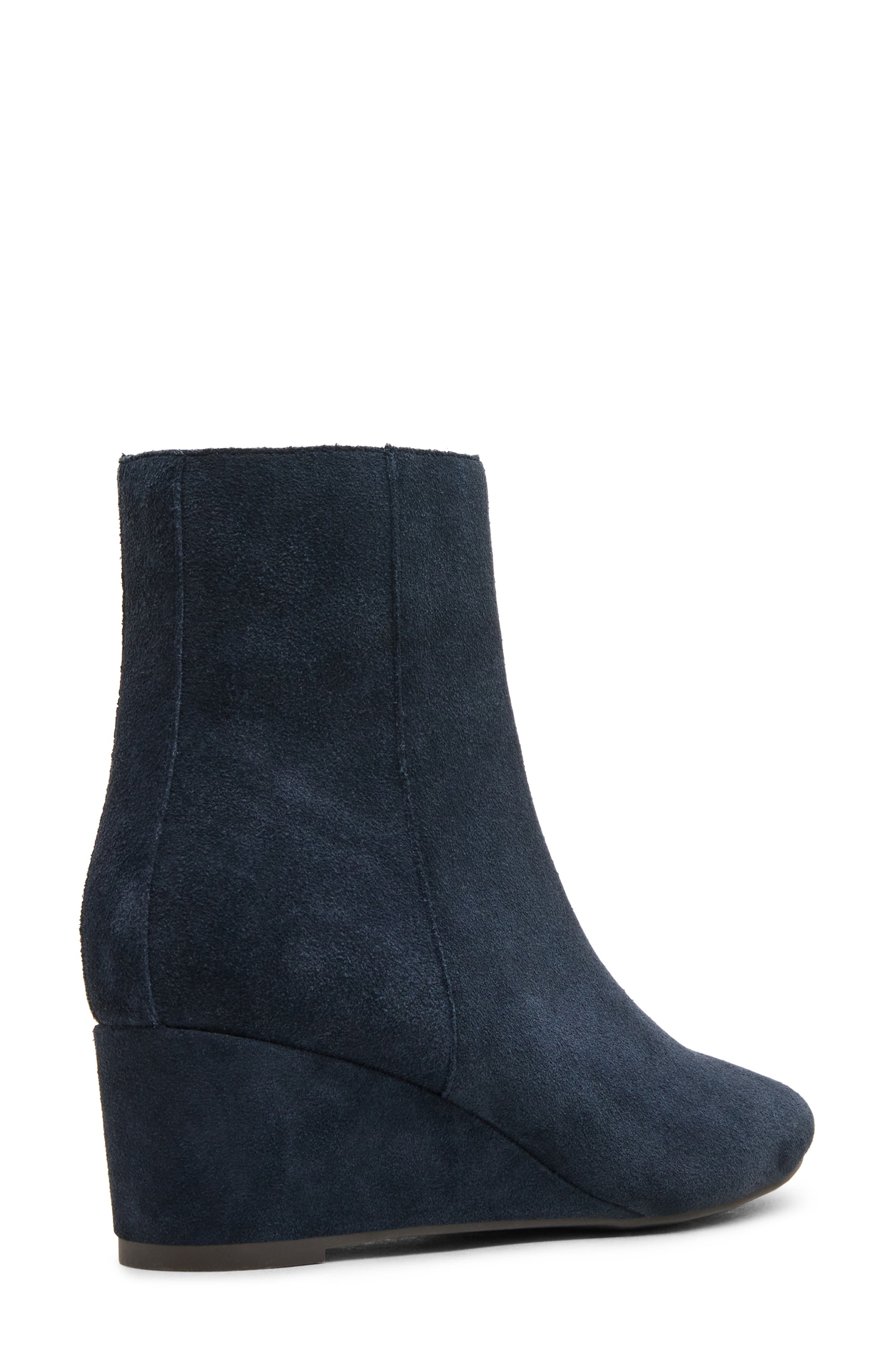 Blithe Waterproof Leather Wedge Bootie, Alternate, color, NAVY SUEDE