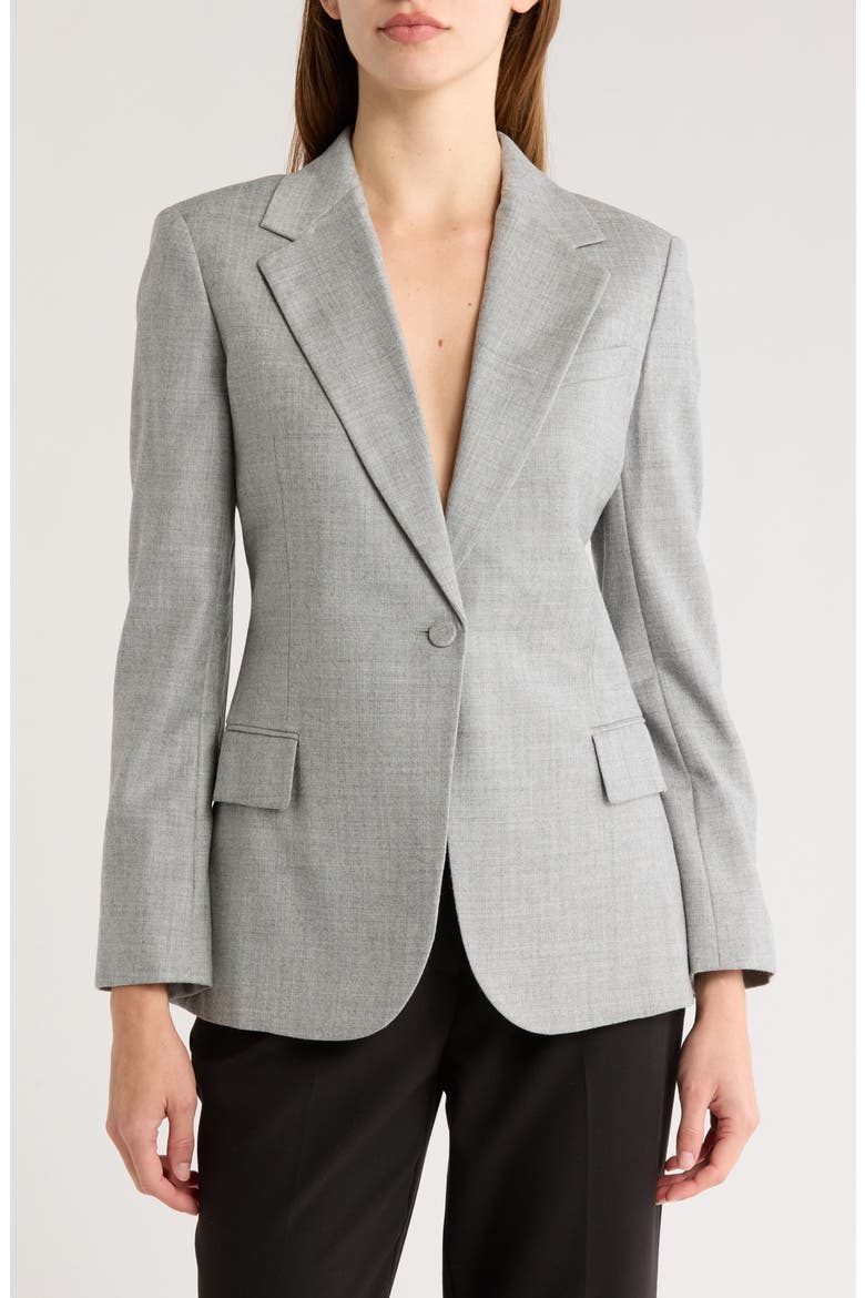Fitted Wool Blazer, Main, color, GREY LIGHT HEATHER