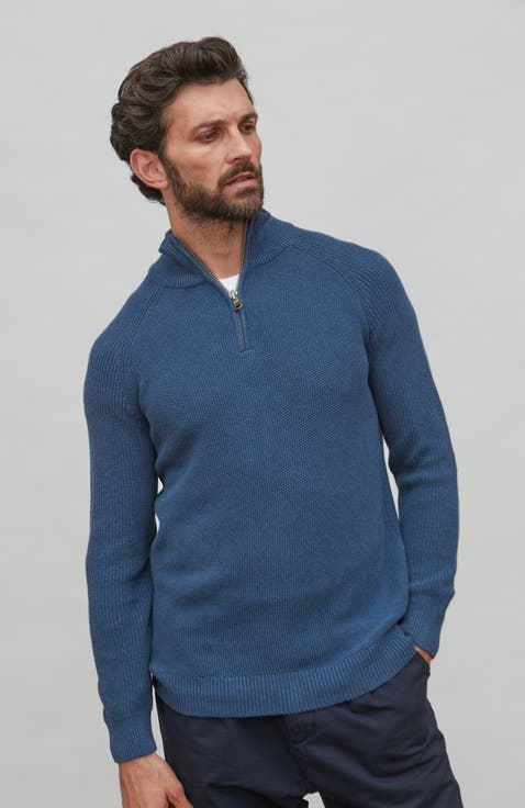 Midweight 100% Cotton Zip Neck Sweater