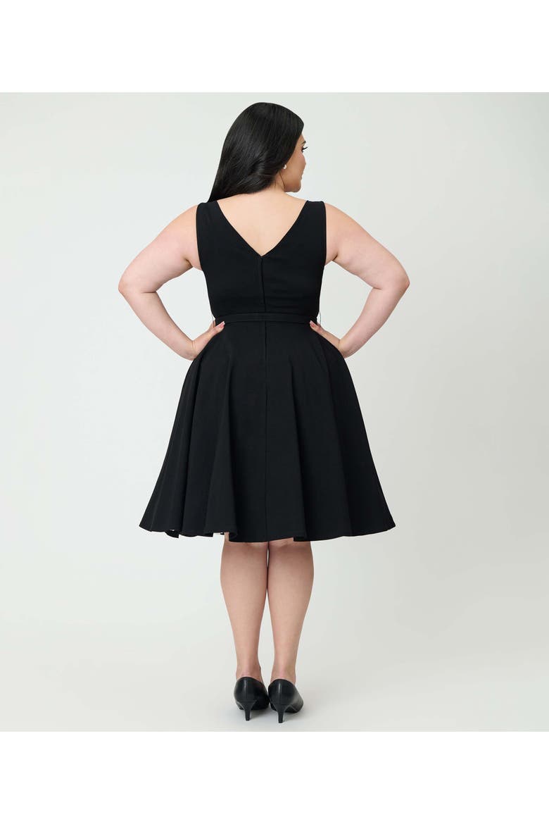 Plus Size Long Sleeve Belted Devon Swing Dress, Alternate, color, Black Solid