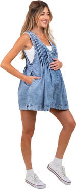 PinkBlush Deep V-Neck Pleated Front Tie Sleeveless Romper