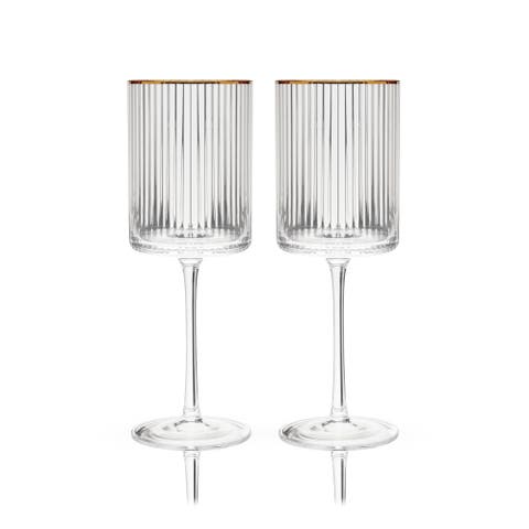 Meridian Crystal Gold Rimmed Wine Glasses Set of 2