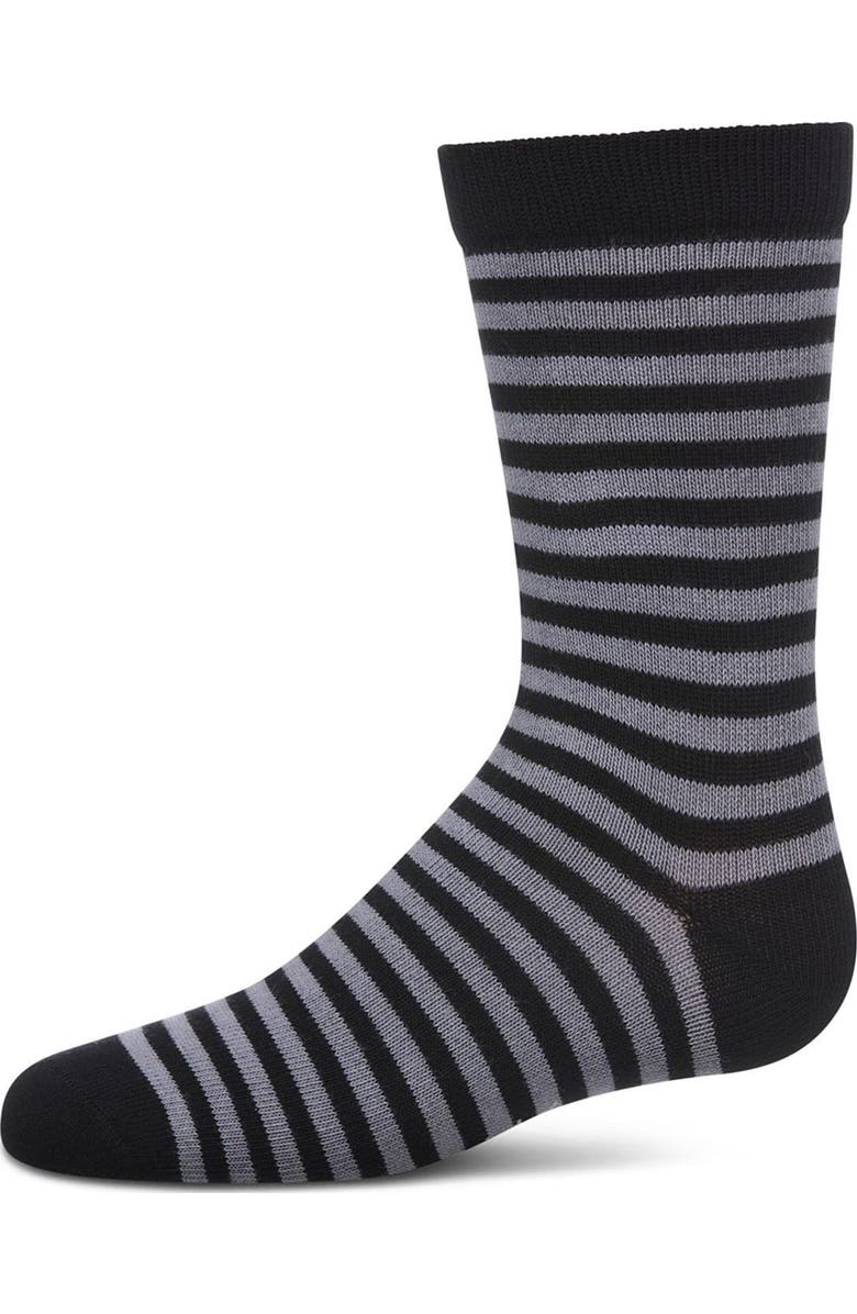 MeMoi Thin Stripe Crew Sock, Main, color, Black