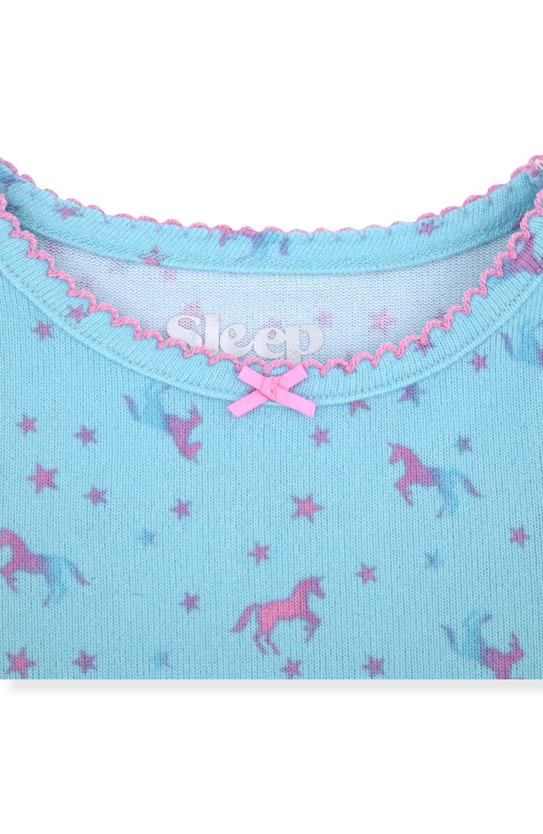 SLEEP ON IT Unicorn Print Fitted Three-Piece Pajamas, Alternate, color, Mint