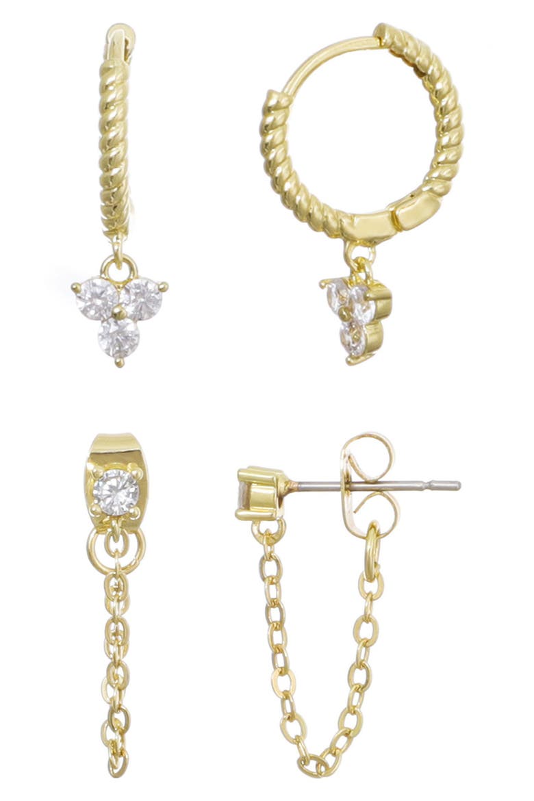 Set of 2 Earrings, Main, color, GOLD
