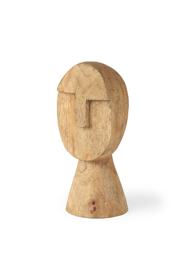 Ivan Wooden Head Sculpture, Main, color, Brown