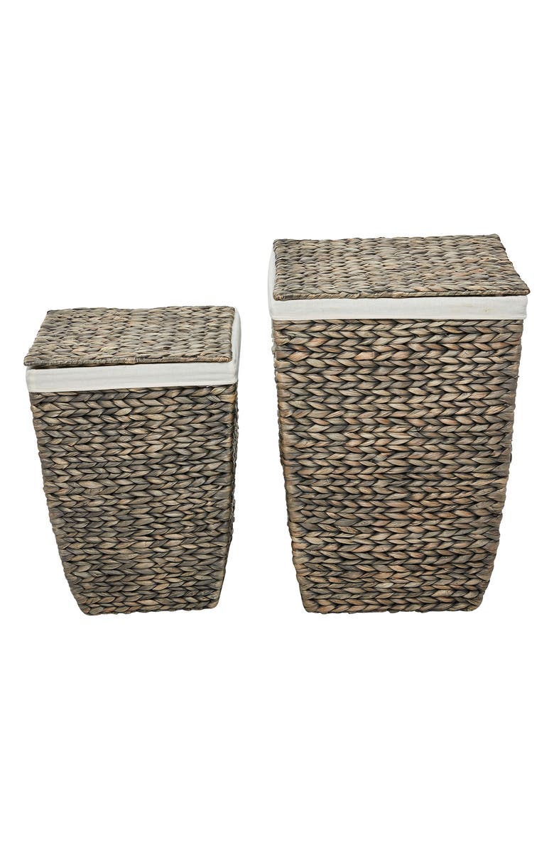 SONOMA SAGE HOME Dark Brown Seagrass Handmade Storage Basket with Liner & Matching Top - Set of 2, Alternate, color, Brown