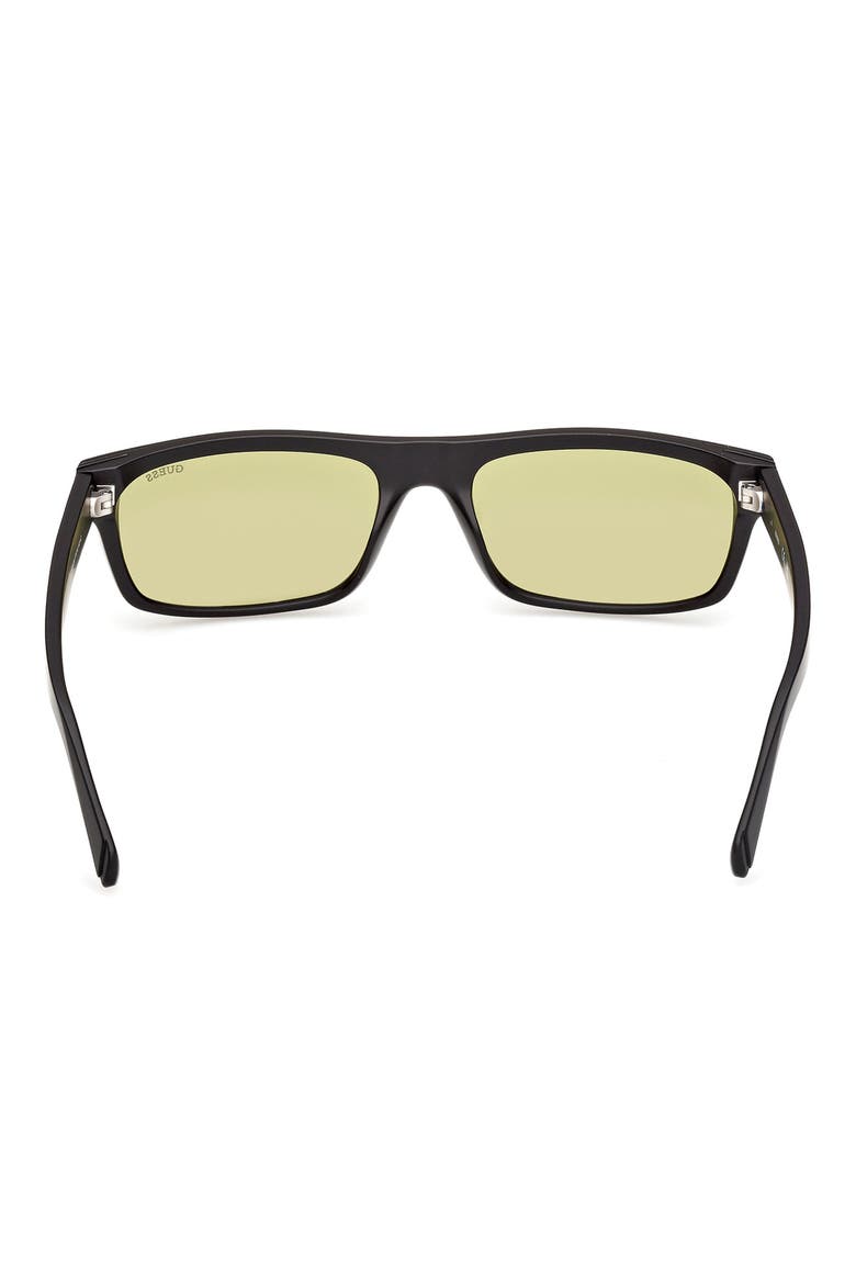 Rectangular Sunglasses, Alternate, color, MATTE BLACK / GREEN