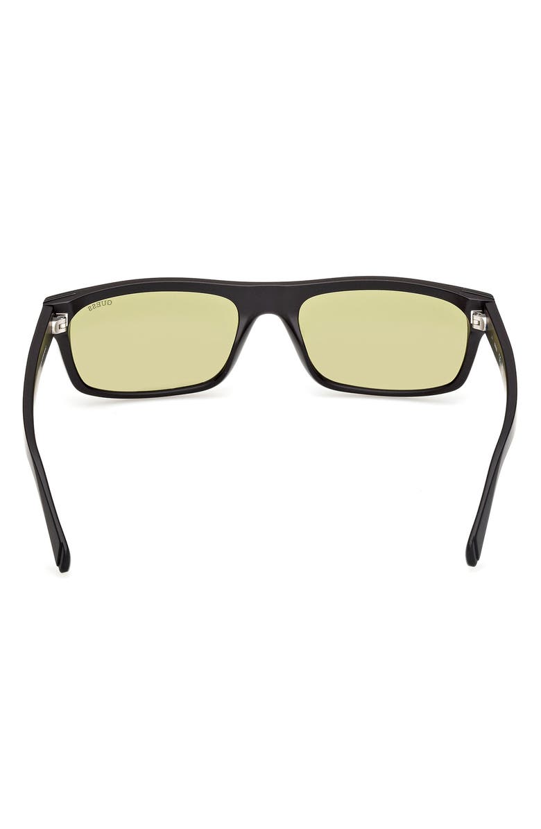 GUESS Rectangular Sunglasses, Alternate, color, Matte Black / Green