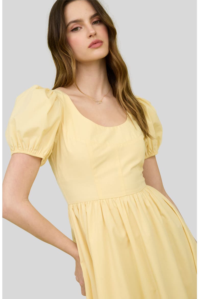 Puff Sleeve Midi Dress, Alternate, color, LIGHT YELLOW