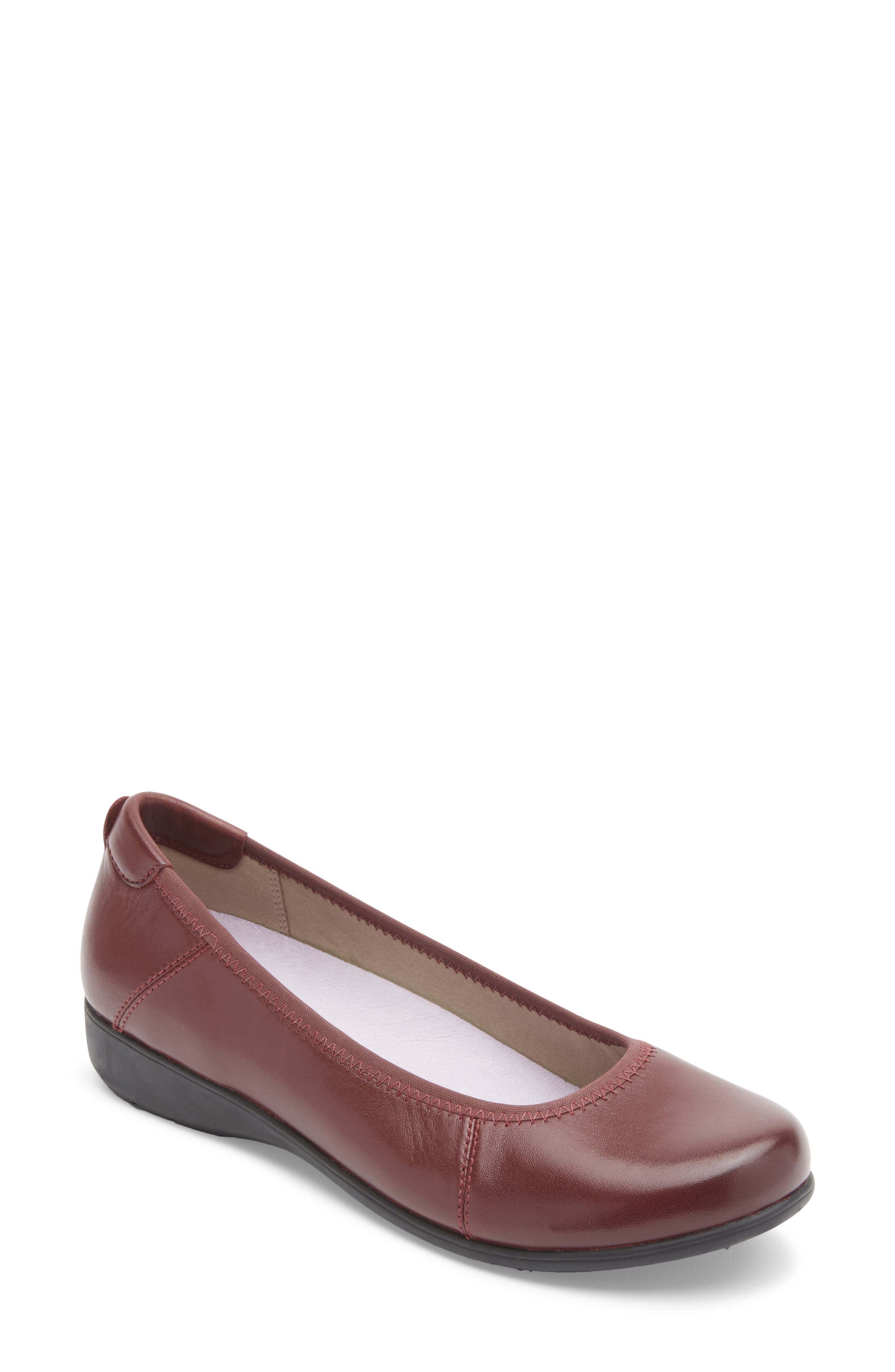 Abbey Ballet Flat, Main, color, MERLOT LEATHER
