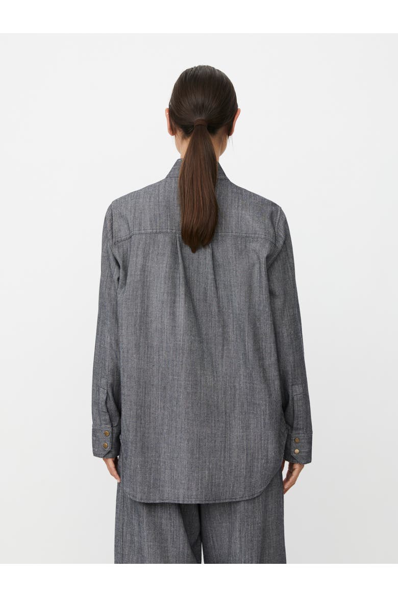 Lannie Long Sleeve Neck Tie Shirt, Alternate, color, Dark Denim