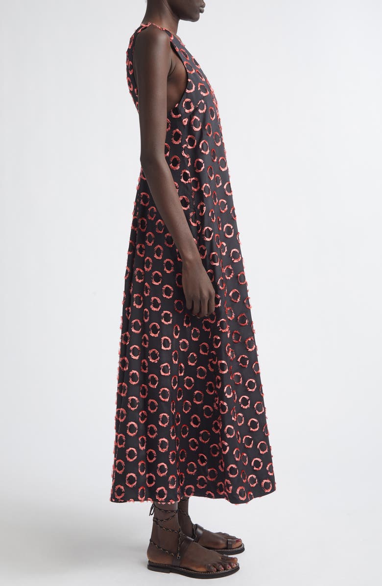 Dries Van Noten Polka Dot Fil Coupé Satin Maxi Dress, Alternate, color, Black