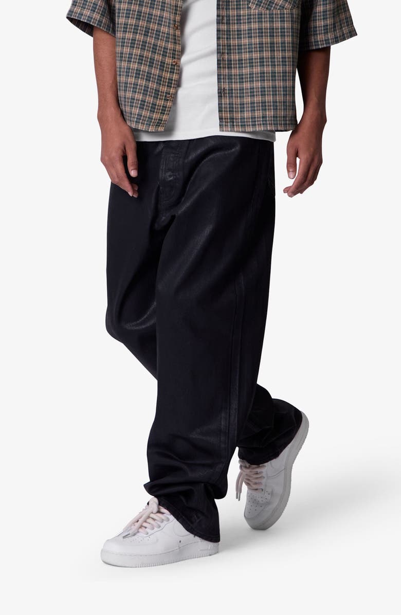 mnml Waxed Utlra Baggy Jeans, Alternate, color, Black