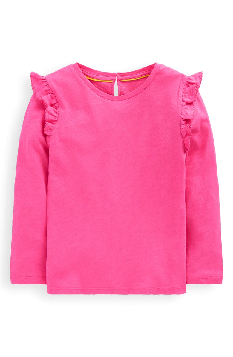 Mini Boden Kids' Frill Sleeve Slub Top, Main, color, 