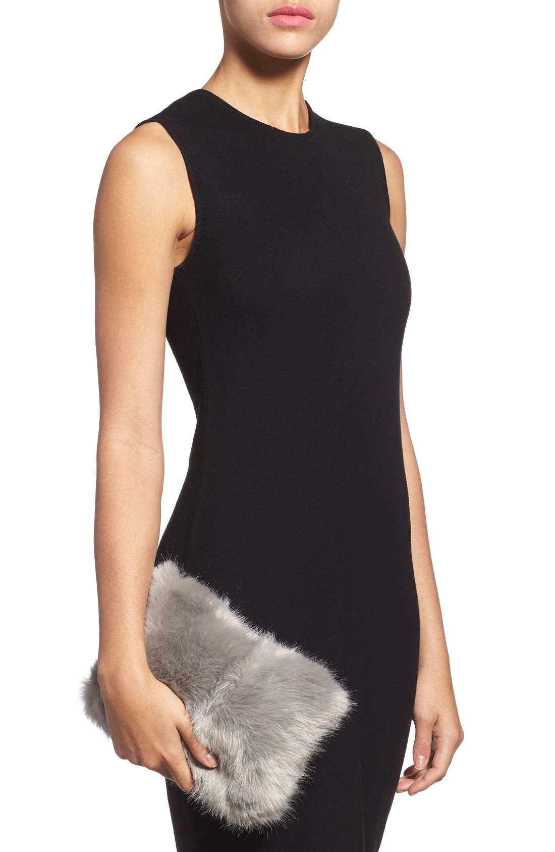 No Brand Needed Faux Fur Convertible Clutch, Alternate, color, GREY
