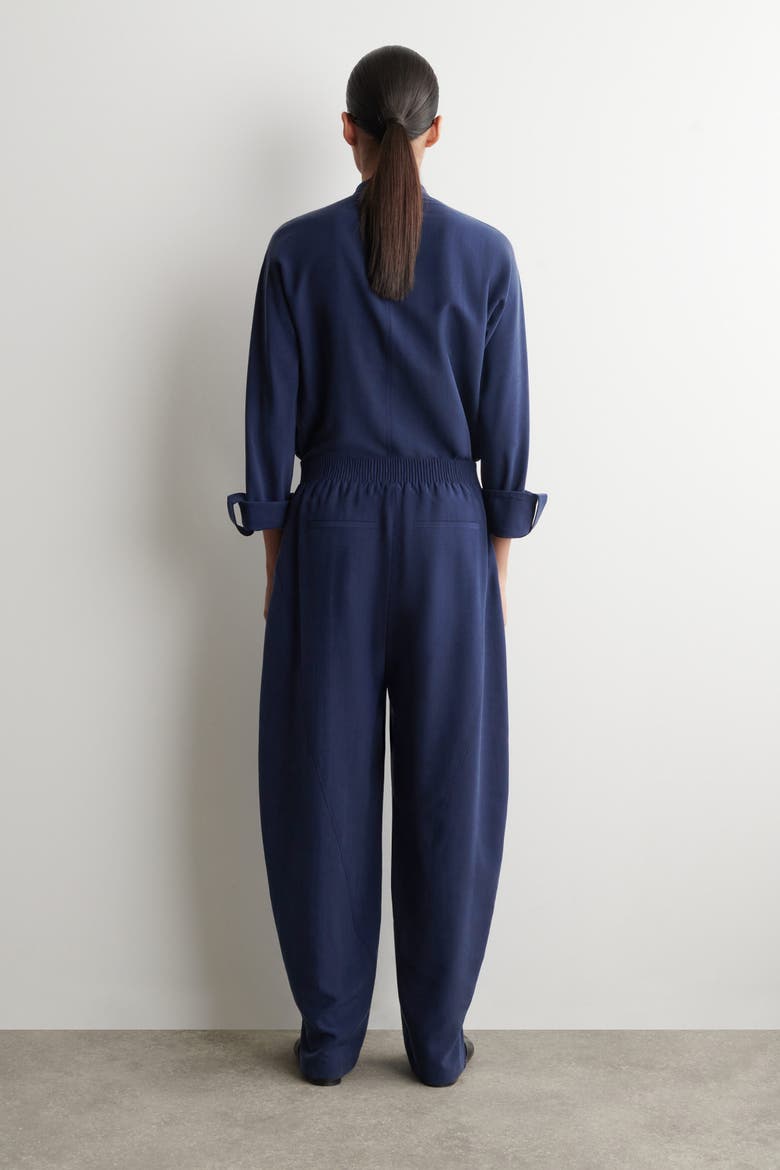 Paneled Elasticated Barrel-Leg Pants, Alternate, color, NAVY