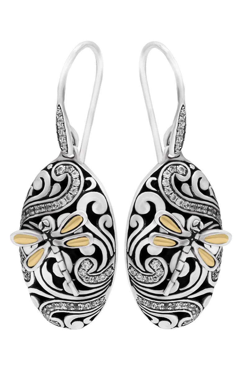 DEVATA Dragonfly Earrings in Sterling Silver and 18K Gold, Alternate, color, Silver