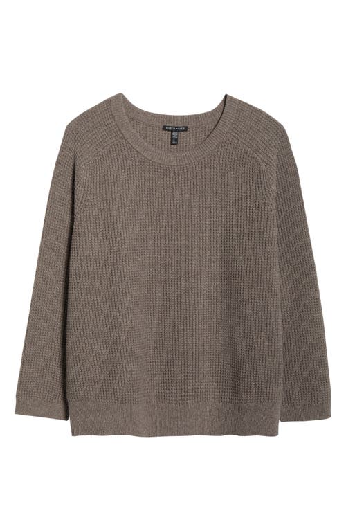 Eileen Fisher Crewneck Cotton-cashmere Thermal Knit Top In Gray