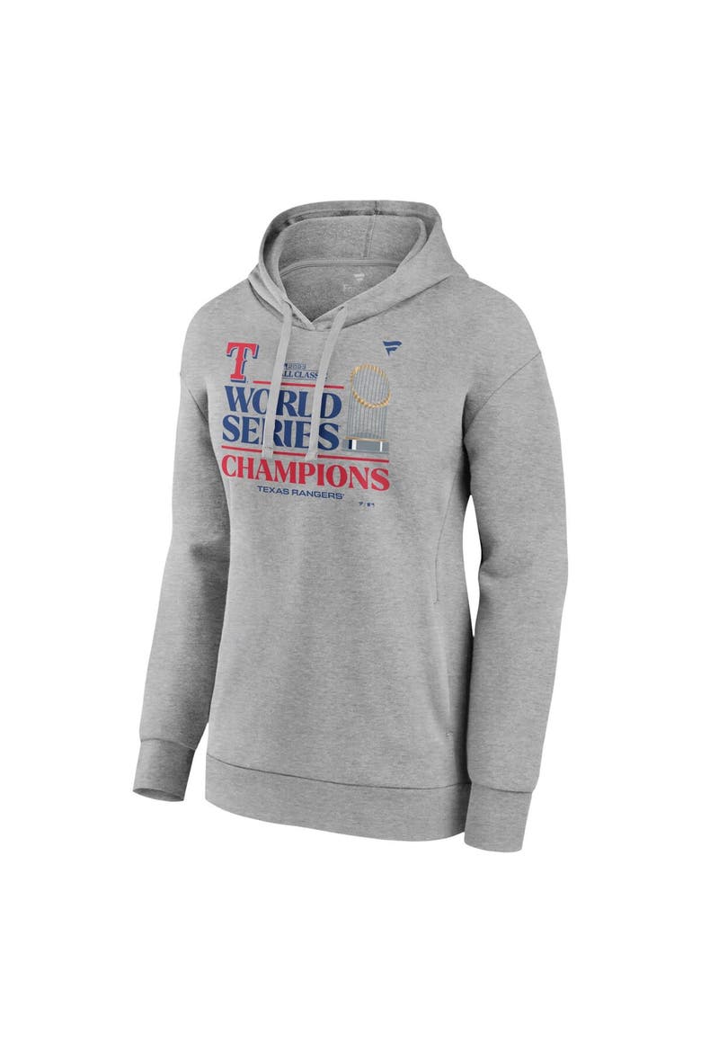 Women's Fanatics Branded Heather Gray Texas Rangers 2023 World Series Champions Locker Room Plus Size Pullover Hoodie, Alternate, color, Heather Gray