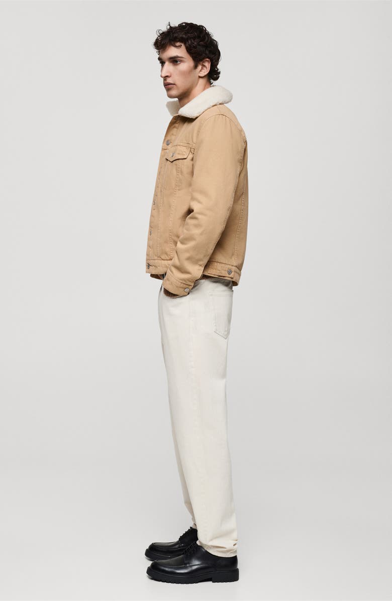 MANGO Denim Trucker Jacket with Faux Shearling Collar, Alternate, color,