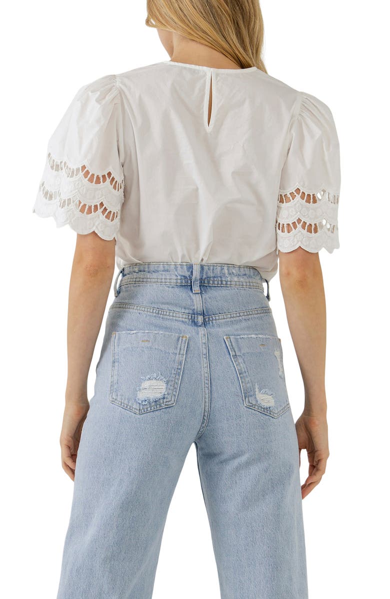 English Factory Lace Trim Top, Alternate, color,