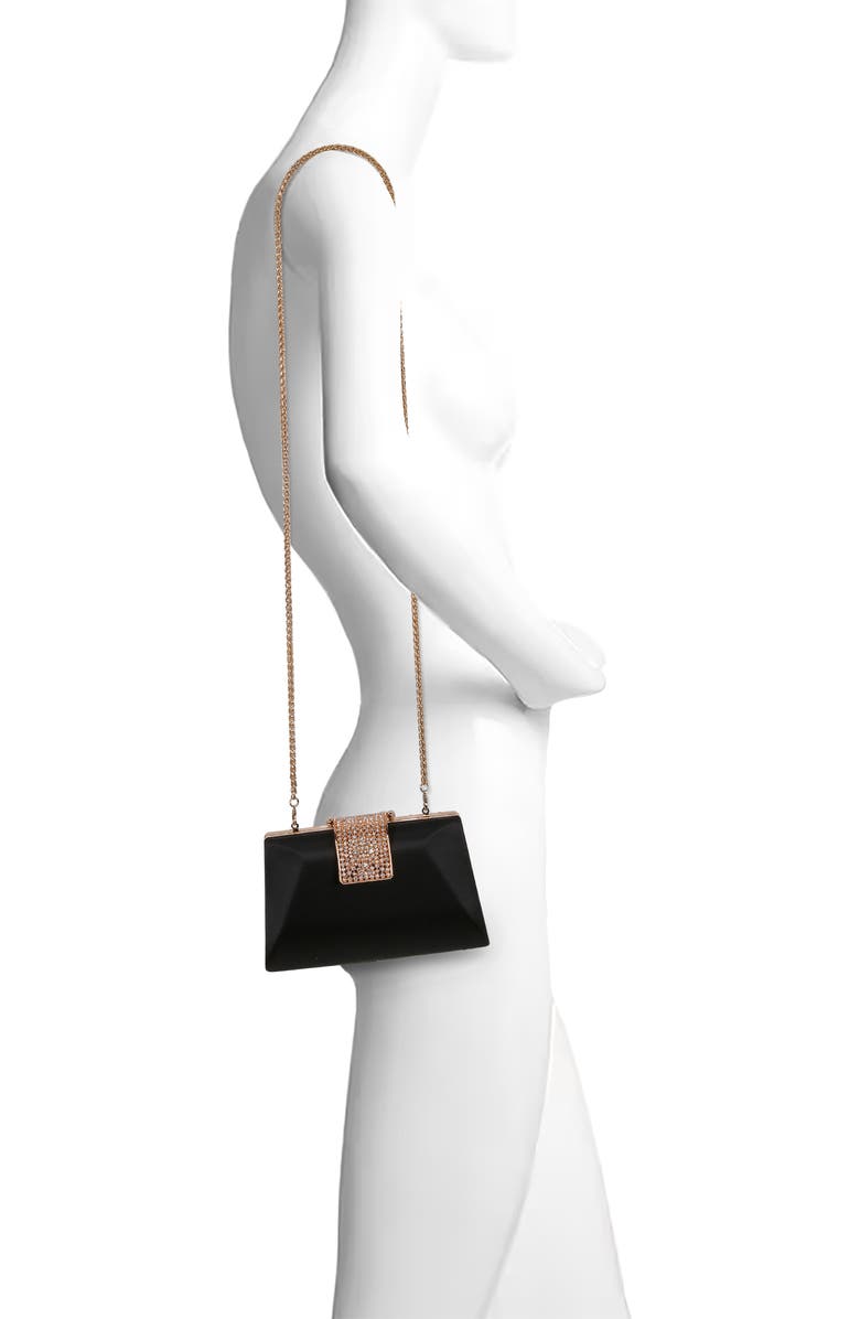 Jewel Badgley Mischka Amira Faceted Minaudiere, Alternate, color, Black