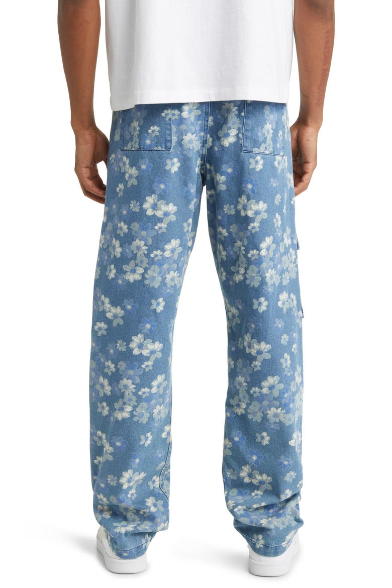 Garden Floral Denim Cargo Pants, Alternate, color, INDIGO