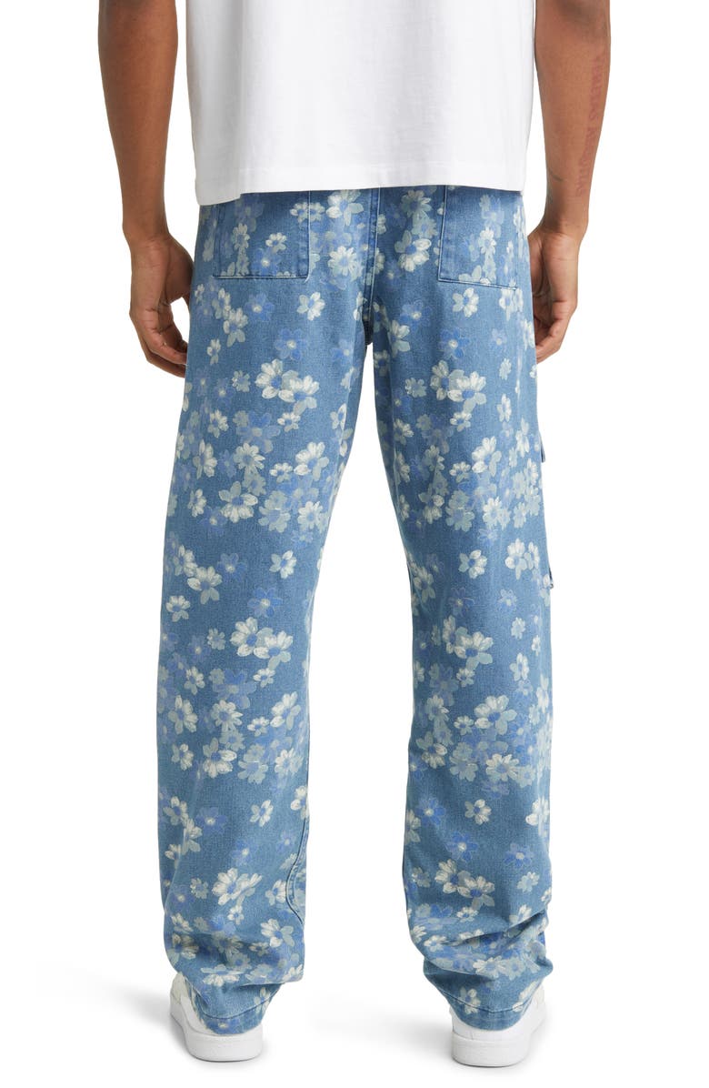 PLEASURES Garden Floral Denim Cargo Pants, Alternate, color,