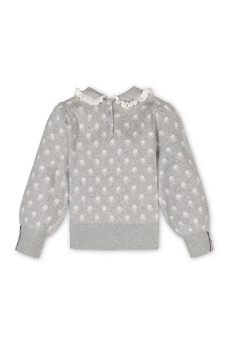 Kids' Organic Long Sleeve Peter Pan Collar Sweater, Alternate, color, Gray Flower Intarsia