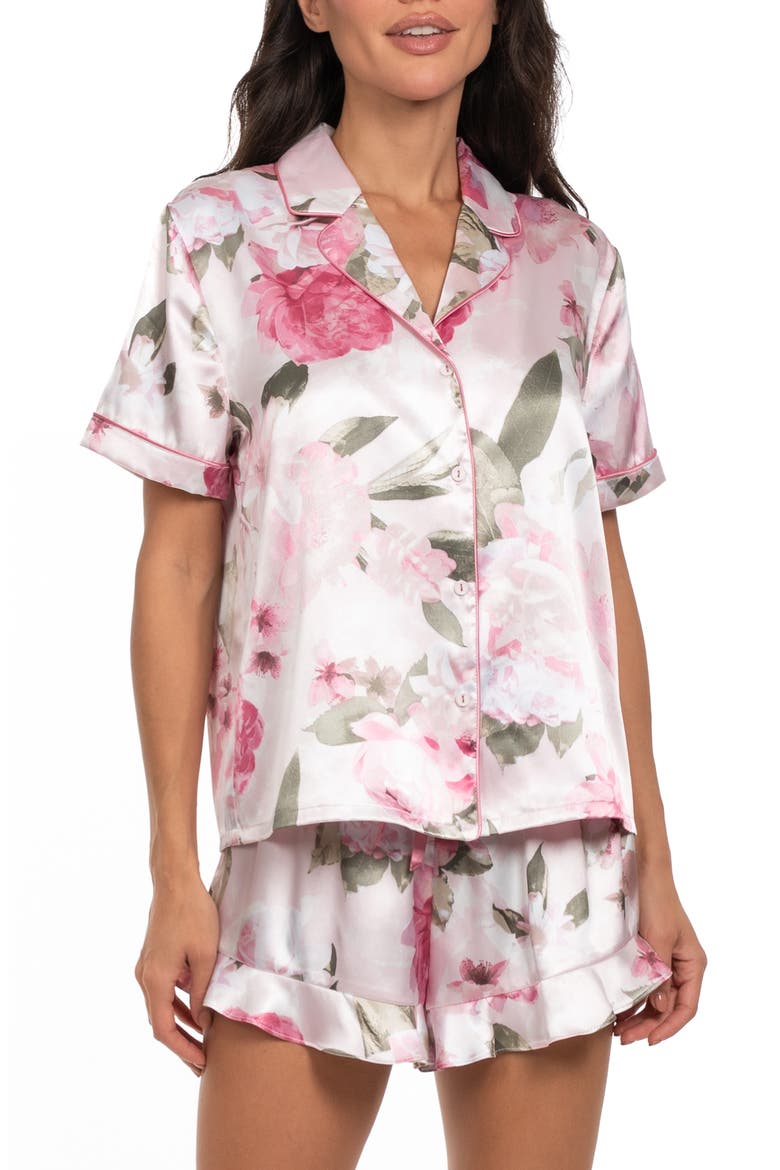 Jovie Floral Satin Short Pajamas, Main, color, ROSEWATER