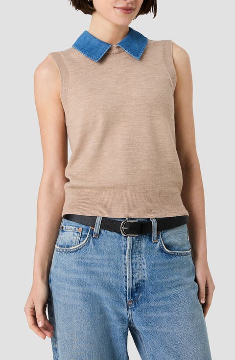 Babysoft Denim Collar Knit Vest