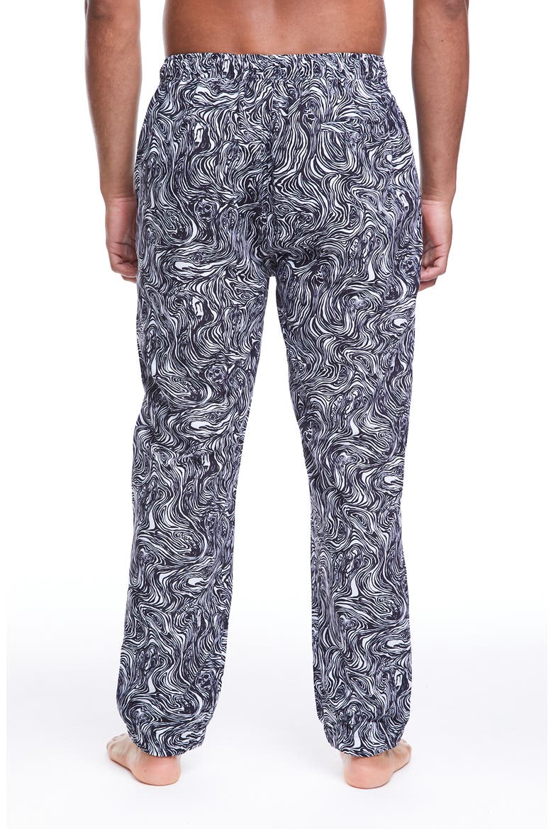 Forest Faces Drawstring Pants, Alternate, color, BLACK WHITE