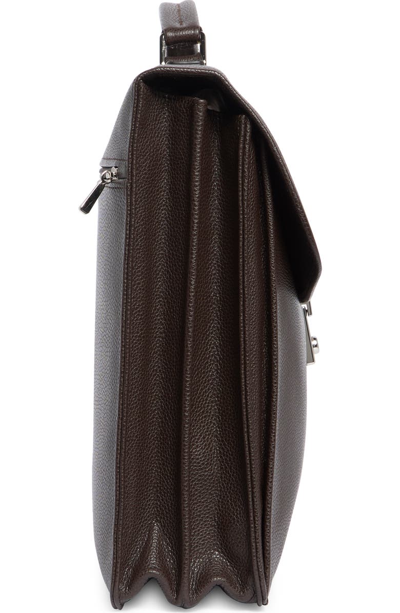 Longchamp Leather Flap Briefcase, Alternate, color, Moka