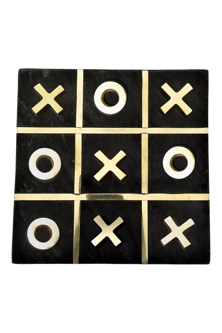 Marble Tic-Tac-Toe Game, Alternate, color, BLACK