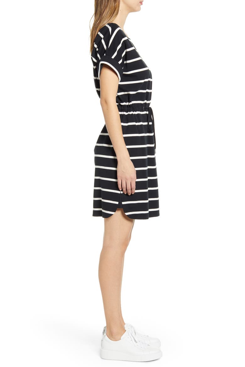 Sombra Stripe Tie Waist Dress, Alternate, color, BLACK
