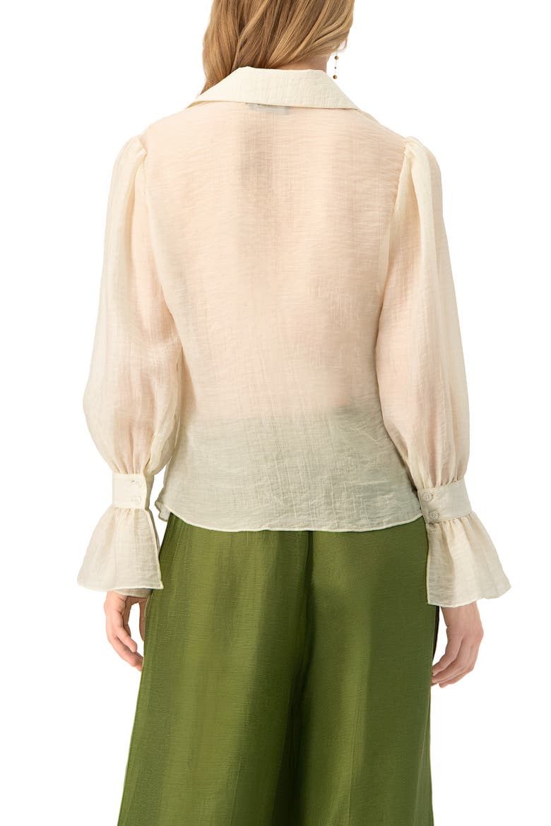 See-Through Long Sleeve Shirt With Wide Cuffs, Alternate, color, Ivory