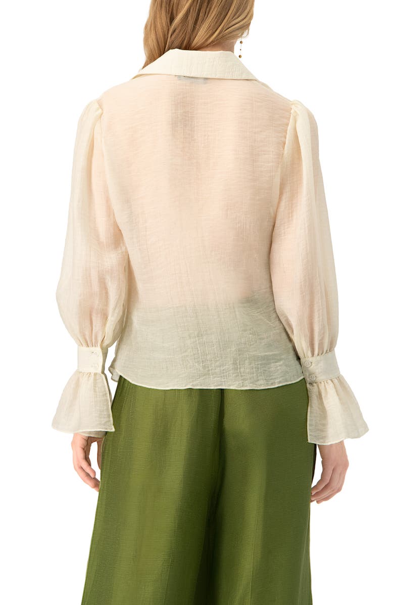 IVONNE See-Through Long Sleeve Shirt With Wide Cuffs, Alternate, color, Ivory