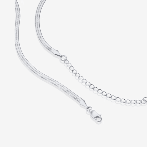 Hollywood Sensation Emra 18k White Gold Plated Snake Chain Necklace  Sleek Sophistication & Versatil In Silver